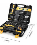 Comprehensive 78 Piece All In One Hand Tool Set for Home Auto and Office with Portable Storage Case open showing tools