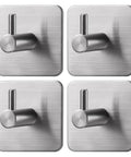 Heavy Duty Sticky Hooks 4 Pack Stainless Steel Wall Hanger Towel Hooks for Bathroom Kitchen Shower Door Closet Cabinet Rustproof
