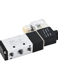 4V210-08 5/2 Way Pneumatic Solenoid Valve, 12V DC Single Solenoid Pilot Operated, Electric Air Control Valve, G1/4 Inlet, G1/8 Exhaust