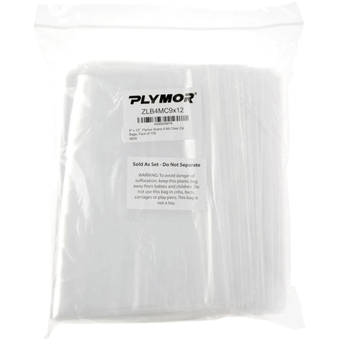 9x12 Inch 4 Mil Zipper Reclosable Bags Pack Of 100 For Food Storage And Organization, Heavy Duty Clear LDPE Bags With Secure Zip Seal, FDA Compliant, Great For Freezer And Pantry; clear bag pack