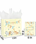13 Inch Large Baby Gift Bag For Baby Shower With Tissue Paper And Greeting Card Yellow Dinosaur Design Includes 3 Sheets Tissue Paper For Boy Or Girl Must Have Gift Bag