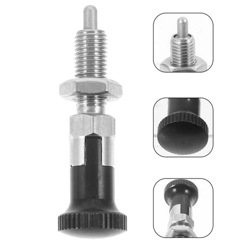 Stainless Steel Retractable Spring Plunger Knurled Grip Indexing Pin Fine Tooth Locking Mechanism for precision positioning close-up view.
