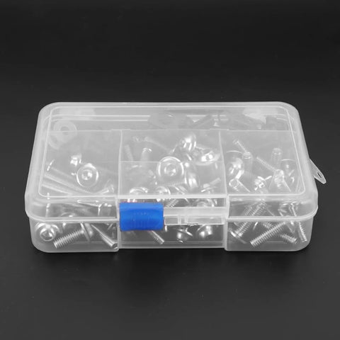 Motorcycle Fairing Screw Kit Aluminum M5 M6 177 Piece Set With Washers in clear plastic case for sportbike repair