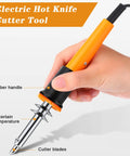 Get This Bad Honoson 30 Pc Electric Hot Knife Cutter Kit With Wood Burning Pen, 16 Blades And Storage Bag, showing the hot knife tool with rubber handle.