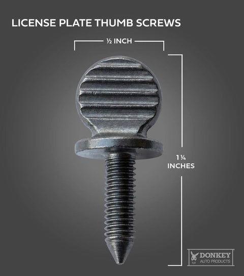 Front view of Metric License Plate Thumb Screw 1.25 Inch By 0.5 Inch 20 Threads Per Inch Galvanized Steel 25 Pack for car plate mounting.