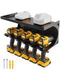 Heavy Duty Tool Organizer Wall Mount For Garage, Locking Metal Storage Rack with drills and batteries, close-up view