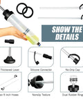 Driveway Ready Manual Oil Extraction Pump For Cars 200Cc Vacuum Fluid Siphon Tool with thickened lever and silicone connector.