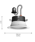 Smart 4 Inch Recessed Downlight With Color Ambiance And White Finish 850 Lumen LED App Controlled, dimensions shown