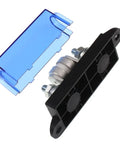 Class T Fuse Block 300 Amp 150Vdc Ir10ka Slow Blow Fuse Holder with black base and blue cover for marine use.
