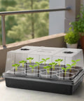 4 Pack Seed Starter Trays With 5 Inch Tall Humidity Domes For Strong Seedlings Reusable Germination Kit on balcony