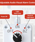 Control panel of Triple Stack LED Andon Tower Light With Buzzer 24VDC Red Yellow Green Signal Lights Off On 32.8ft Extension Cord