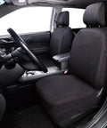 Easy Install Car Seat Covers For Front Seats And Rear Bench, Universal Fit, Airbag Compatible, shown on front seats in black.
