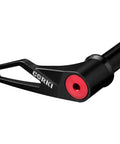 Close-up of Thread Pitch 1.75mm 12mm Through Axle Adapter For Boost Forks Fits 122mm 166mm 171mm 175mm 180mm And 192mm MTB Gravel Road Front And Rear Wheels Upgrade in black with red accents.