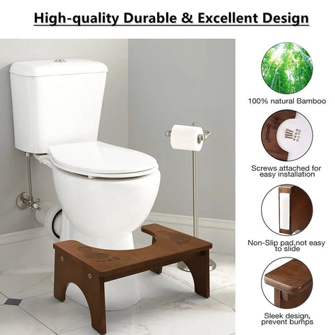 Wooden Toilet Stool For Kids And Adults, Anti Slip Bamboo Potty Training Step Stool, 7 Inch Rise under bathroom toilet