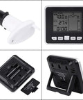 Water Level Sensor With Temperature Readout And Alarm, Ultrasonic Depth Meter For Tanks And Ponds That Keeps You In The Loop, featuring LCD display and sensor components.