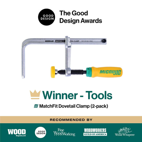 MatchFit Dovetail Clamps for Woodworking Track System Tools 2 Pack Yellow Green Pro Grade Quick Setup Clamping image