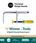 MatchFit Dovetail Clamps For Woodworking Track System Flexible Three Eighths Inch Groove Fits One Half Inch Diameter Fourteen Degree Dovetail Router Bits Two Pack In Yellow And Green Slick No Fuss Clamping Precise Alignment award winner