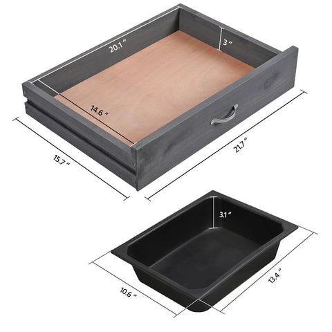 Dimensions of drawer and sink from the Outdoor Potting Bench Table All In One Garden Workstation With Drawer Adjustable Shelf