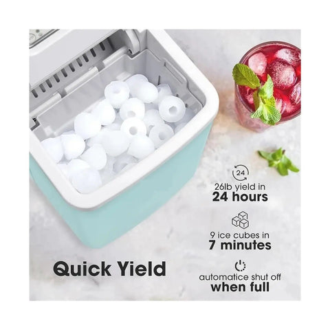 Inside view of Portable Countertop Ice Maker With Handle produces 26 pounds of smooth daily ice, showcasing quick yield technology.