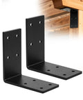 Beefy Heavy Duty L Corner Brackets 6x6 Inch 2 Pack Black Steel Shelf Supports for wood shelves and furniture DIY