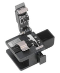 Pro Optical Fiber Cleaver Machine with Tungsten Steel Blade For Precision 90 Degree Cuts Bare Fiber And Leather Cable Auto Return Clamp Includes Waste Bin, showcasing a compact design.