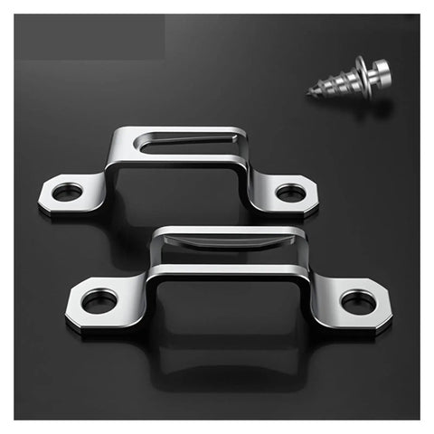 50 Piece Set Invisible Two In One Connector Screws Hidden Cabinet Wardrobe Fasteners Stainless Steel Slide Lock Hardware for Laminated Wood Assembly, showing two slide locks.