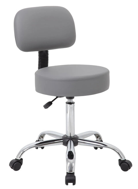 Be Well Medical Spa Style Adjustable Drafting Stool With Back Support, Ergonomic Gas Lift Office Chair, Durable Grey