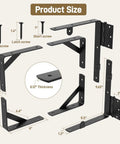 Anti Sag Gate Kit Two Pack Heavy Duty Fence Gate Hardware For Sag Free Smooth Open And Close Provides Strong Post Support And Easy Installation For Durable Gates. Product size diagram, black steel brackets and screws, 0.12 in thickness