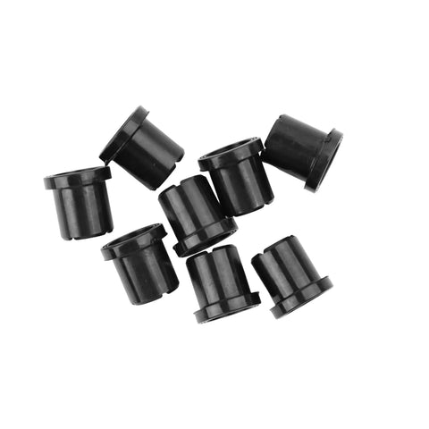 Heavy Duty Suspension Upper Lower A Arm Control Lever Flanged Sleeve Bushings Isolators Kit Eight Piece Replacement M158746 black rubber bushings arranged.