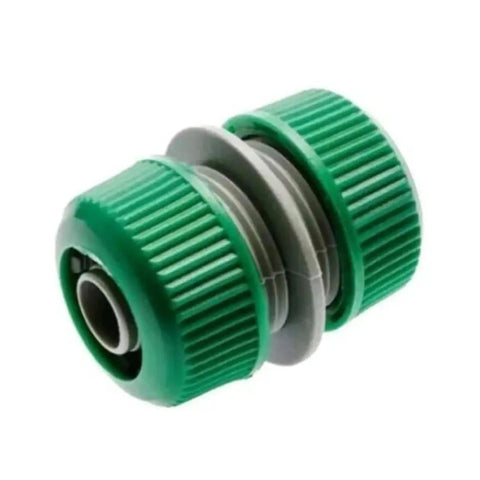 Top Tier Five Piece Quick Connect Hose Kit For Garden Drip Irrigation And Pipe Repair, Includes Plastic Adapter Fittings To Fix Leaks And Extend Water Flow Smoothly Without Tools Or Hassle. Green plastic quick-connect hose fitting for drip irrigation repair