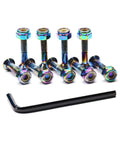 Nine Piece Skateboard Hardware Set With Colorful Bolts And Nuts Plus Free Hex Key Durable Longboard Deck Mounting Screws For 1 1/4 Inch, 1 Inch And 7/8 Inch Trucks Anti Lost And Easy To Carry