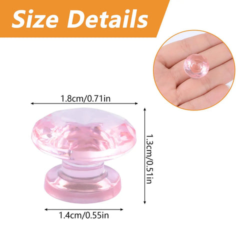 Mini Acrylic Pull Knobs 24 Pack Diamond Shaped Self Stick No Drilling Pink DIY Friendly Decorative Handles For Closet Dresser