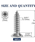 Top Shelf Size 6 X 5/8 Inch Stainless Steel Wood Screws 100 Pack Flat Head Phillips with size details displayed.