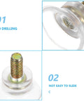 Close-up of Ten Piece Screw On Glide Set With Suction Cups That Keep Your Sofas And Tables Stay Put, showing no drilling feature.