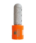 Close-up of diamond finger milling bit with orange shank, 15 mm diameter, 5/8-11 thread for enlarging holes