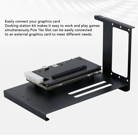 Plug And Play External Gpu Dock Station Compatible With Thunderbolt 3 And Usb4 Pcie 16x Graphics Card Enclosure showing the PCIe 16x slot and black metal design.