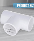 Three Way PVC Tee Fittings 3/4 Inch Furniture Grade Connectors for DIY Projects, size details with dimensions