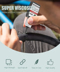 Person using Ultra Sticky Rubber Glue Instant Adhesive for Rubber Tires Crafts and More Quick Bond on a bicycle tire puncture