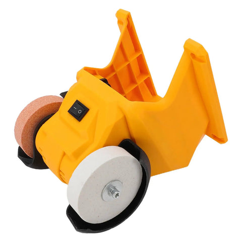 Cordless Mini Bench Grinder Featuring A Rugged Abs Shell with dual grinding wheels for metal polishing and blade sharpening.