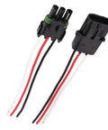 Upgrade Your Ride With Quality 3 Socket Weather Pack Connector Kits Perfect For Automotive Marine Racing And Industrial Jobs As A Durable Waterproof Replacement For Old Broken Parts Built To Last Longer Than Stock. 3-pin waterproof connector kit with red, black, and white wires