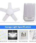 Super Bright LED Garage Light 2 Pack 10000 Lumens 6500K Shop Light With Five Adjustable Panels, 100W Ceiling Fixture