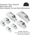 Seven aluminum alloy bending heads for Ratcheting Tube Bender Kit for Refrigeration and HVAC Installations With Reverse Bending Attachment.