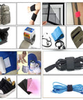 No Fuss Hook And Loop Cable Straps 10 Pack 1 Inch By 12 Inch Black Nylon Self Adhesive Cinch Ties shown securing multiple items.