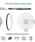 Dimensions and design of 18.2 Inch LED Flush Mount Ceiling Light 36W Dimmable With 3 Color Temperatures 3000K 4000K 6500K Back Light Memory