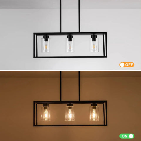 Farmhouse Kitchen Island Pendant Lighting Fixture With Clear Glass Shades, 3-Light Dope Modern Contemporary Chandelier On Off