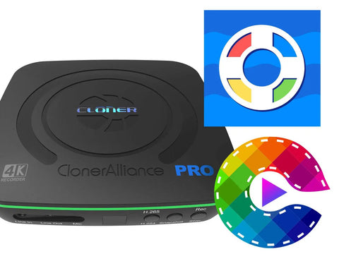 4K HDMI Capture DVR With H.265/H.264, Standalone 4K60 Passthrough, Cinematic 24fps Up To 30fps Recording, Pause And Resume, Records To USB Drive Or TF Card, No PC Needed, Plug And Play HDMI Output, ClonerAlliance Pro unit