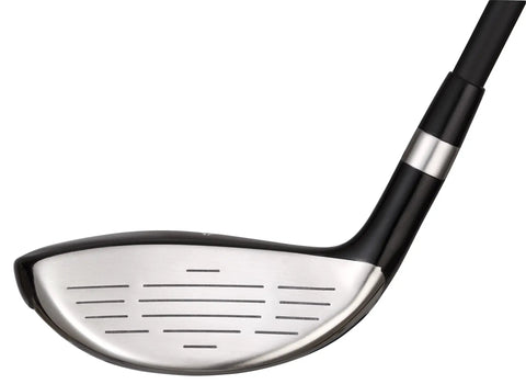 Close-up of Offset 7 Wood Golf Club Right Hand Senior Flex With Men's Senior Size Black Pro Velvet Grips showing clubface and shaft connection.