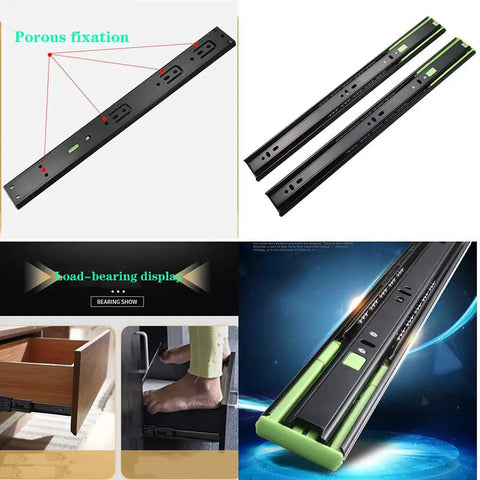 Soft Close Drawer Slides Three Section Full Extension Ball Bearing Side Mount Hardware in Steel for 12 Inch Drawers