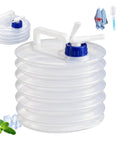 Grab And Go Collapsible Water Container With Spigot For Travel And Camping, 4 Gallon Portable Water Storage Carrier, shown expanded