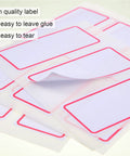High quality label sheets with pink borders, ideal for organization, part of 84 Pack Plastic Cubby Bins For Classroom Storage Rainbow Organizer.